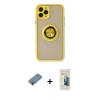 MARSİLYAN™- iPhone 11 Pro Max Kılıf Yörünge Çizgi - Siyah 6D Mat Seramik Hayalet Nano Ekran Koruyucu + Açık Yeşil Metal Kamera Lens Koruma Cam