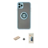 MARSİLYAN™- iPhone 11 Pro Max Kılıf Yörünge Çizgi - Siyah 6D Mat Seramik Hayalet Nano Ekran Koruyucu + Sarı Renkli Kamera Lens Koruma Cam