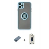MARSİLYAN™- iPhone 11 Pro Max Kılıf Yörünge Çizgi - Siyah Bilvis Hayalet Cam Ekran Koruyucu + Metal Kamera Lens Koruma Cam - MI