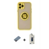 MARSİLYAN™- iPhone 11 Pro Max Kılıf Yörünge Çizgi - Siyah Bilvis Hayalet Cam Ekran Koruyucu + Shine Kamera Lens Koruma Cam - PE