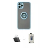 MARSİLYAN™- iPhone 11 Pro Max Kılıf Yörünge Çizgi - Siyah Bilvis Hayalet Cam Ekran Koruyucu + Kamera Lens Koruma Cam - SF