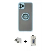 MARSİLYAN™- iPhone 11 Pro Max Kılıf Yörünge Çizgi - Siyah Bilvis Hayalet Cam Ekran Koruyucu + Pers Alüminyum Kamera Lens - YL