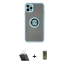 MARSİLYAN™- iPhone 11 Pro Max Kılıf Yörünge Çizgi - Siyah Joko Magic 5D Hayalet Cam + Kamera Lens Koruma Cam - SF