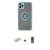 MARSİLYAN™- iPhone 11 Pro Max Kılıf Yörünge Çizgi - Siyah Joko Magic 5D Hayalet Cam + Renkli Kamera Lens Koruma Cam - SI
