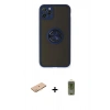 MARSİLYAN™- iPhone 11 Pro Max Kılıf Yörünge Çizgi - Siyah Joko Magic 5D Hayalet Cam + Turuncu Renkli Kamera Lens Koruma Cam
