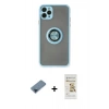 MARSİLYAN™- iPhone 11 Pro Max Kılıf Yörünge Çizgi - Siyah Mat Seramik Nano Ekran Koruyucu + Metal Kamera Lens Koruma Cam - MI