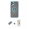 MARSİLYAN™- iPhone 11 Pro Max Kılıf Yörünge Çizgi - Siyah Mat Seramik Nano Ekran Koruyucu + Metal Kamera Lens Koruma Cam - AKYL