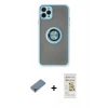MARSİLYAN™- iPhone 11 Pro Max Kılıf Yörünge Çizgi - Siyah Mat Seramik Nano Ekran Koruyucu + Metal Kamera Lens Koruma Cam - MR