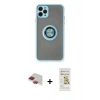 MARSİLYAN™- iPhone 11 Pro Max Kılıf Yörünge Çizgi - Siyah Mat Seramik Nano Ekran Koruyucu + Pers Alüminyum Kamera Lens - KI
