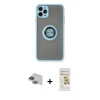 MARSİLYAN™- iPhone 11 Pro Max Kılıf Yörünge Çizgi - Siyah Mat Seramik Nano Ekran Koruyucu + Pers Alüminyum Kamera Lens - YL