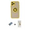 MARSİLYAN™- iPhone 11 Pro Max Kılıf Yörünge Çizgi - Siyah Mat Seramik Nano Ekran Koruyucu + Shine Kamera Lens Koruma Cam - GS