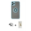 MARSİLYAN™- iPhone 11 Pro Max Kılıf Yörünge Çizgi - Siyah Mat Seramik Nano Ekran Koruyucu + Pers Alüminyum Kamera Lens - SH
