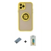 MARSİLYAN™- iPhone 11 Pro Max Kılıf Yörünge Çizgi - Siyah Polymer Nano Ekran Koruyucu + Shine Kamera Lens Koruma Cam - GI