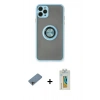 MARSİLYAN™- iPhone 11 Pro Max Kılıf Yörünge Çizgi - Siyah Polymer Nano Ekran Koruyucu + Shine Kamera Lens Koruma Cam - GI