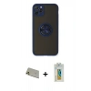 MARSİLYAN™- iPhone 11 Pro Max Kılıf Yörünge Çizgi - Siyah Polymer Nano Ekran Koruyucu + Gold Rainbow Kamera Lens Koruma Cam