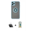 MARSİLYAN™- iPhone 11 Pro Max Kılıf Yörünge Çizgi - Siyah Polymer Nano Ekran Koruyucu + Kamera Lens Koruma Cam - SF