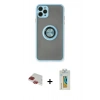 MARSİLYAN™- iPhone 11 Pro Max Kılıf Yörünge Çizgi - Siyah Polymer Nano Ekran Koruyucu + Pers Alüminyum Kamera Lens - KI