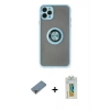 MARSİLYAN™- iPhone 11 Pro Max Kılıf Yörünge Çizgi - Siyah Polymer Nano Ekran Koruyucu + Metal Kamera Lens Koruma Cam - MR