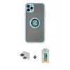 MARSİLYAN™- iPhone 11 Pro Max Kılıf Yörünge Çizgi - Siyah Polymer Nano Ekran Koruyucu + Pers Alüminyum Kamera Lens - SH