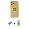 MARSİLYAN™- iPhone 11 Pro Max Kılıf Yörünge Çizgi - Siyah Polymer Nano Ekran Koruyucu + Shine Kamera Lens Koruma Cam - MI