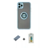 MARSİLYAN™- iPhone 11 Pro Max Kılıf Yörünge Çizgi - Siyah Polymer Nano Ekran Koruyucu + Shine Kamera Lens Koruma Cam - SABE
