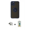MARSİLYAN™- iPhone 11 Pro Max Kılıf Yörünge Çizgi - Siyah Polymer Nano Ekran Koruyucu + Yeşil Pers Alüminyum Kamera Lens