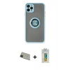 MARSİLYAN™- iPhone 11 Pro Max Kılıf Yörünge Çizgi - Siyah Polymer Nano Ekran Koruyucu + Rainbow Kamera Lens Koruma Cam - YL