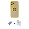 MARSİLYAN™- iPhone 11 Pro Max Kılıf Yörünge Çizgi - Siyah Seramik Nano Ekran Koruyucu + Metal Kamera Lens Koruma Cam - GS