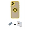MARSİLYAN™- iPhone 11 Pro Max Kılıf Yörünge Çizgi - Siyah Seramik Nano Ekran Koruyucu + Shine Kamera Lens Koruma Cam - GS