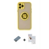 MARSİLYAN™- iPhone 11 Pro Max Kılıf Yörünge Çizgi - Siyah Seramik Nano Ekran Koruyucu + Metal Kamera Lens Koruma Cam - AKYL