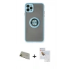 MARSİLYAN™- iPhone 11 Pro Max Kılıf Yörünge Çizgi - Siyah Seramik Nano Ekran Koruyucu + Rainbow Kamera Lens Koruma Cam - GD