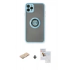 MARSİLYAN™- iPhone 11 Pro Max Kılıf Yörünge Çizgi - Siyah Seramik Nano Ekran Koruyucu + Renkli Kamera Lens Koruma Cam - YL