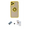 MARSİLYAN™- iPhone 11 Pro Max Kılıf Yörünge Çizgi - Siyah Seramik Nano Ekran Koruyucu + Siyah Shine Kamera Lens Koruma Cam