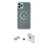 MARSİLYAN™- iPhone 11 Pro Max Kılıf Yörünge Çizgi - Siyah Seramik Nano Ekran Koruyucu + Renkli Kamera Lens Koruma Cam - TU