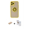 MARSİLYAN™- iPhone 11 Pro Max Kılıf Yörünge Çizgi - Siyah Seramik Nano Ekran Koruyucu + Renkli Kamera Lens Koruma Cam - TU