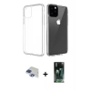 MARSİLYAN™- iPhone 11 Pro Max Kılıf Zirve Doku - Şeffaf 360 Full Body Arka Koruyucu + Lacivert Pers Alüminyum Kamera Lens