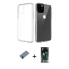 MARSİLYAN™- iPhone 11 Pro Max Kılıf Zirve Doku - Şeffaf 360 Full Body Arka Koruyucu + Shine Kamera Lens Koruma Cam - SH