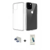 MARSİLYAN™- iPhone 11 Pro Max Kılıf Zirve Doku - Şeffaf Pasifik Cam Ekran Koruyucu + Pers Alüminyum Kamera Lens - LT