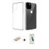MARSİLYAN™- iPhone 11 Pro Max Kılıf Zirve Doku - Şeffaf Pasifik Cam Ekran Koruyucu + Renkli Kamera Lens Koruma Cam - SI