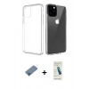 MARSİLYAN™- iPhone 11 Pro Max Kılıf Zirve Doku - Şeffaf Pasifik Cam Ekran Koruyucu + Shine Kamera Lens Koruma Cam - MI