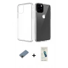 MARSİLYAN™- iPhone 11 Pro Max Kılıf Zirve Doku - Şeffaf Pasifik Cam Ekran Koruyucu + Shine Kamera Lens Koruma Cam - GD