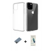 MARSİLYAN™- iPhone 11 Pro Max Kılıf Zirve Doku - Şeffaf Pasifik Cam Ekran Koruyucu + Metal Kamera Lens Koruma Cam - SH