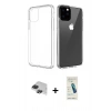 MARSİLYAN™- iPhone 11 Pro Max Kılıf Zirve Doku - Şeffaf Pasifik Cam Ekran Koruyucu + Pers Alüminyum Kamera Lens - SH