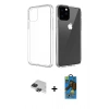 MARSİLYAN™- iPhone 11 Pro Max Kılıf Zirve Doku - Siyah 18D Cam Ekran Koruyucu + Pers Alüminyum Kamera Lens - SH