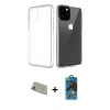 MARSİLYAN™- iPhone 11 Pro Max Kılıf Zirve Doku - Siyah 18D Cam Ekran Koruyucu + Rainbow Kamera Lens Koruma Cam - GD