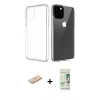MARSİLYAN™- iPhone 11 Pro Max Kılıf Zirve Doku - Siyah 20D Premium Cam Ekran Koruyucu + Renkli Kamera Lens Koruma Cam - MI