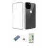 MARSİLYAN™- iPhone 11 Pro Max Kılıf Zirve Doku - Siyah 20D Premium Cam Ekran Koruyucu + Mavi Shine Kamera Lens Koruma Cam