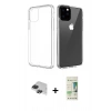 MARSİLYAN™- iPhone 11 Pro Max Kılıf Zirve Doku - Siyah 20D Premium Cam Ekran Koruyucu + Pers Alüminyum Kamera Lens - SH