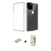 MARSİLYAN™- iPhone 11 Pro Max Kılıf Zirve Doku - Siyah 20D Premium Cam Ekran Koruyucu + Renkli Kamera Lens Koruma Cam - TU