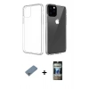 MARSİLYAN™- iPhone 11 Pro Max Kılıf Zirve Doku - Siyah 34D Hayalet Izgaralı Cam + Shine Kamera Lens Koruma Cam - GS